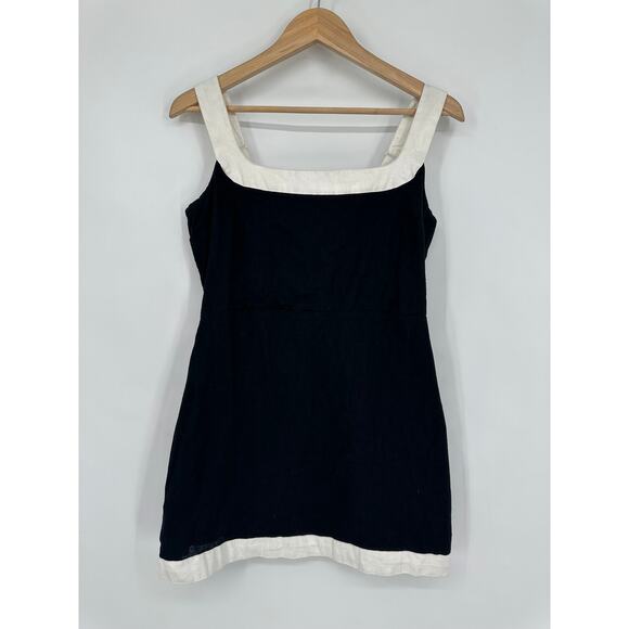 Abercrombie & Fitch Linen Blend Wide Strap Mini Dress Square Neck Sleeveless - Picture 2 of 9